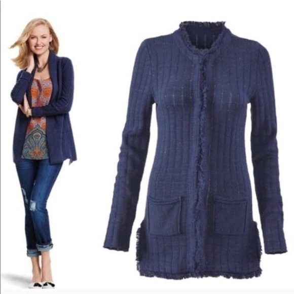 Cabi #181 Duches Navy Blue Cardigan Sz M - Picture 1 of 5